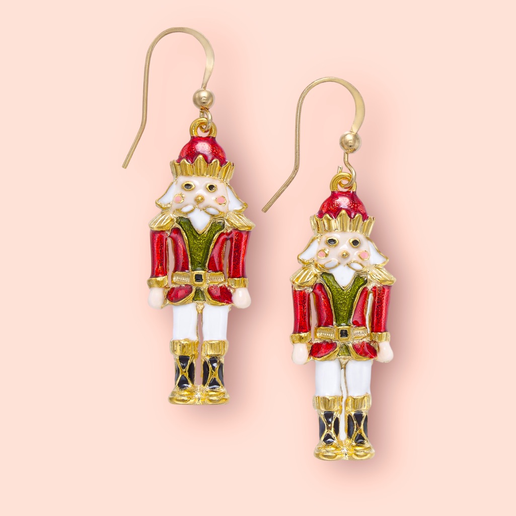 New! Gold-Tone Epoxy Nutcracker Drop Earrings. It’s Perfect Gift For Your Love.